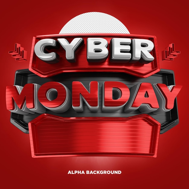 PSD 3d-zeichen für den cyber monday