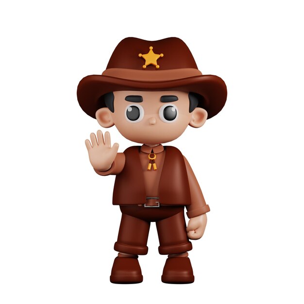 3d, Zeichen, Sheriff, Machen, Dass, Stoppschild, Pose