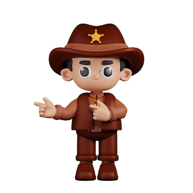 3d, Zeichen, Sheriff, Zeigen, Finger, In, Richtung, Pose