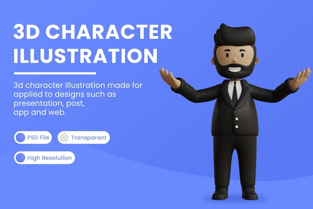 3d Zeichentrickfigur Mann lächelt glücklich 3D-Rendering 3D-Illustration Premium Psd
