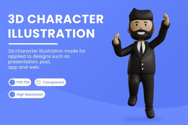 3d Zeichentrickfigur Mann lächelt glücklich 3D-Rendering 3D-Illustration Premium Psd