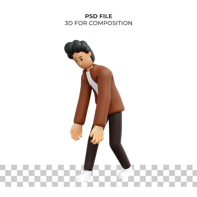 3d zeichentrickfigur posieren traurig Premium-Psd