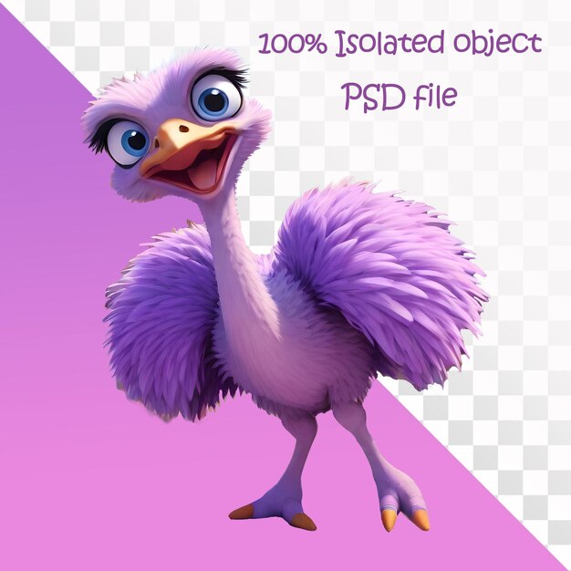 PSD 3d-zeichentrickfilm über strauß