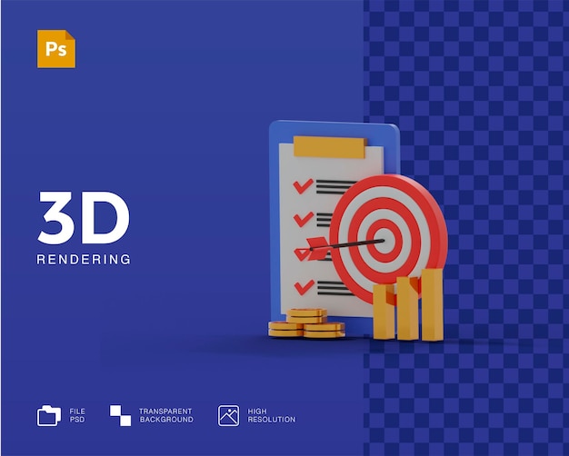 3D-Zielplansymbol im 3D-Rendering isoliert
