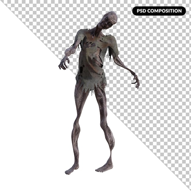 PSD 3d zombie aislado renderizado 3d psd premium