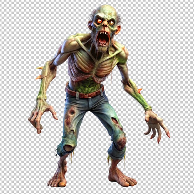 3D-Zombie auf durchsichtigem Hintergrund
