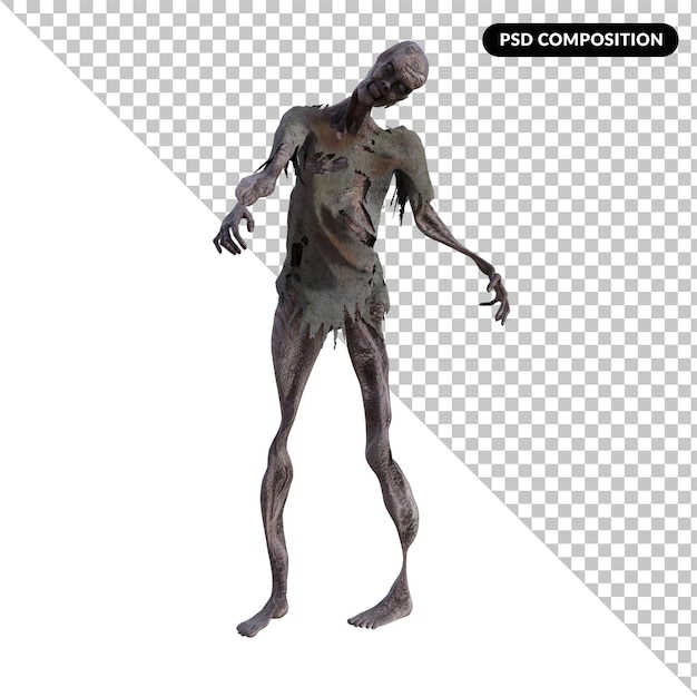 3D-Zombie isoliert 3D-Rendering Premium PSD