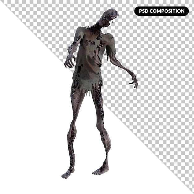 3D-Zombie isoliert 3D-Rendering Premium PSD