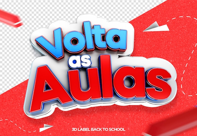 3d zurück zum schullogo für schulkampagnen volta als aulas no brazil