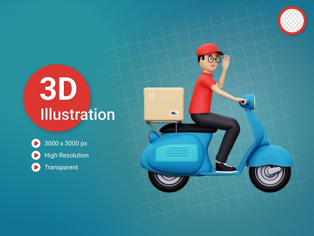 3d zusteller, der beim rollerfahren auf die hand verzichtet