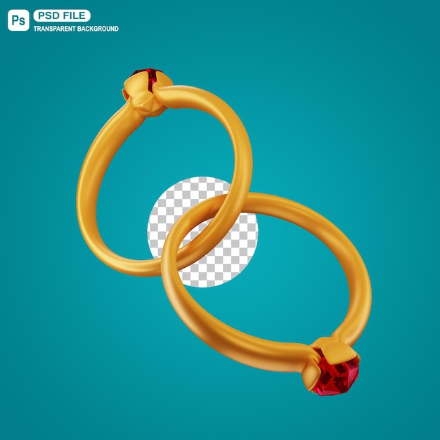 3D zwei goldene Ringe verknüpfte Illustration