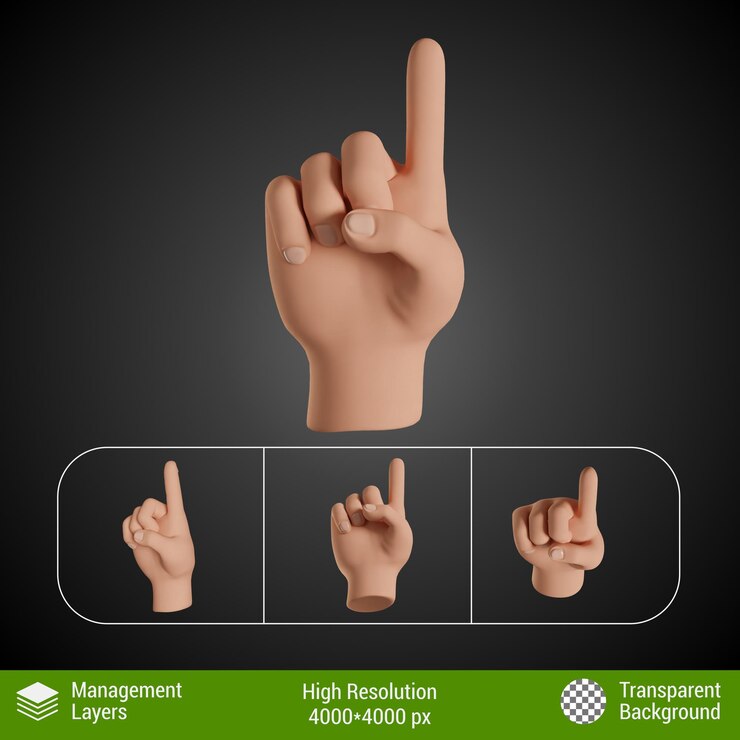 PSD 3drenderingmanolenguajeundedoplanoconperspectivavariosvista