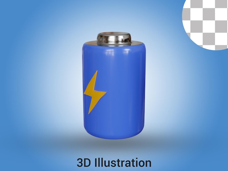 PSD 3drenderizado con icono de batería de fondo transparente