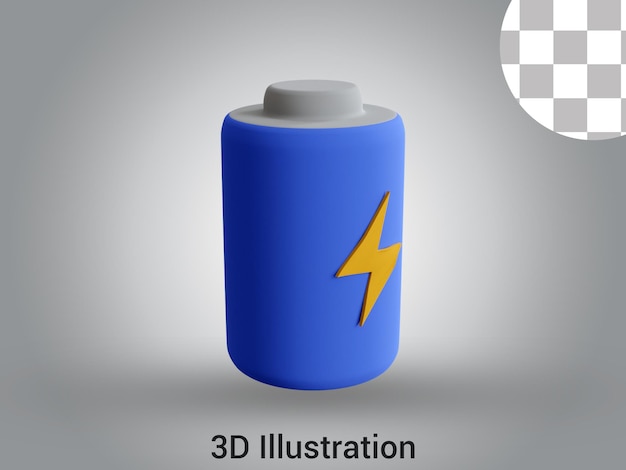 PSD 3drendu avec icône de batterie de fond transparent