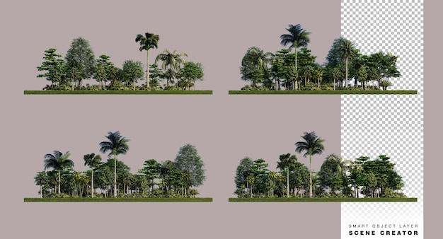 3ds-rendering-bild von 3d-rendering-bäumen auf rasenflächen