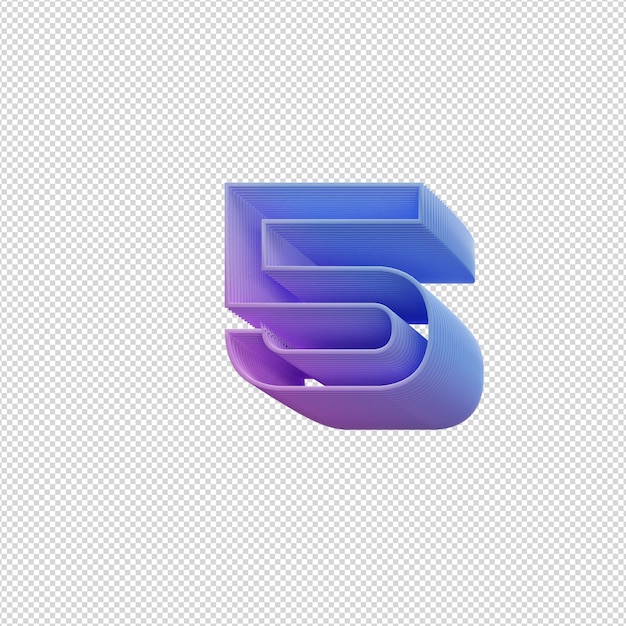 3s illustrazione del numero cinque con combinazione di colori neon