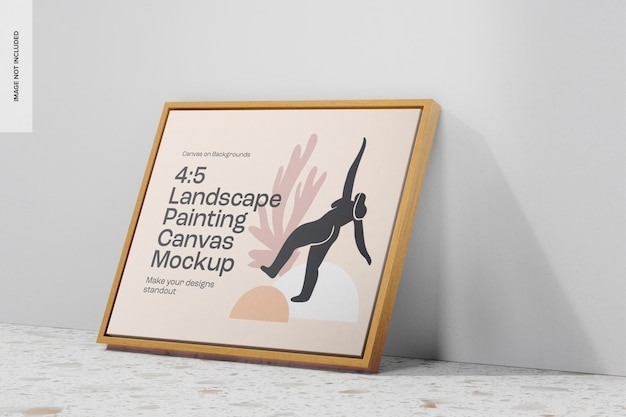 4:5 Peinture de paysage Mockup de toile, inclinée