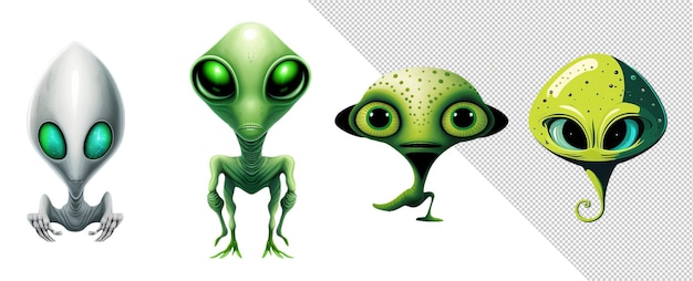 PSD 4 alien cartoon clipart-sammlung psd transparente datei