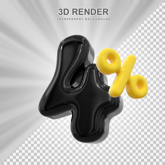 4 por ciento globo negro 3d