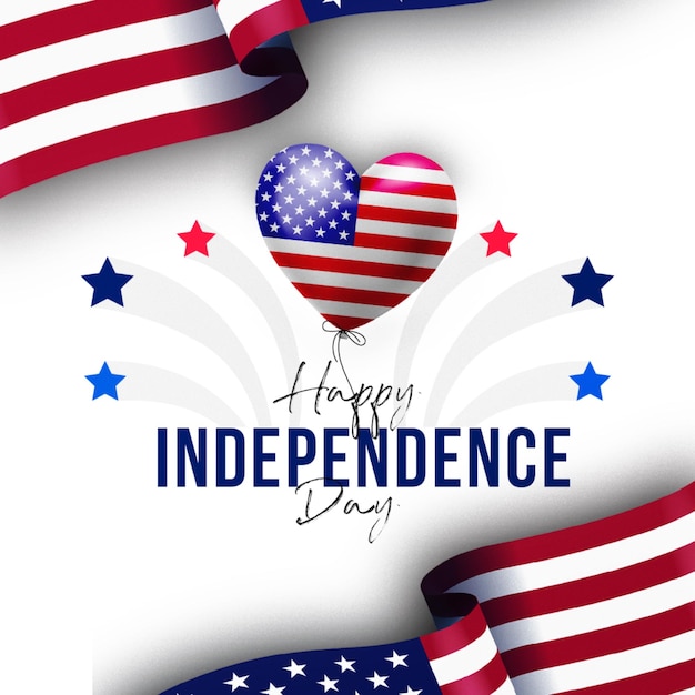 PSD 4 de julho, bandeira americana, dia da independência, evento patriótico, celebração, design de postagem de mídia social