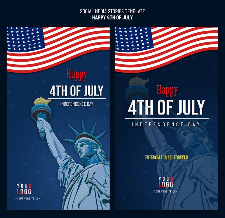 PSD 4 de julho, dia da independência dos estados unidos, social media story editable ilustração de fundo