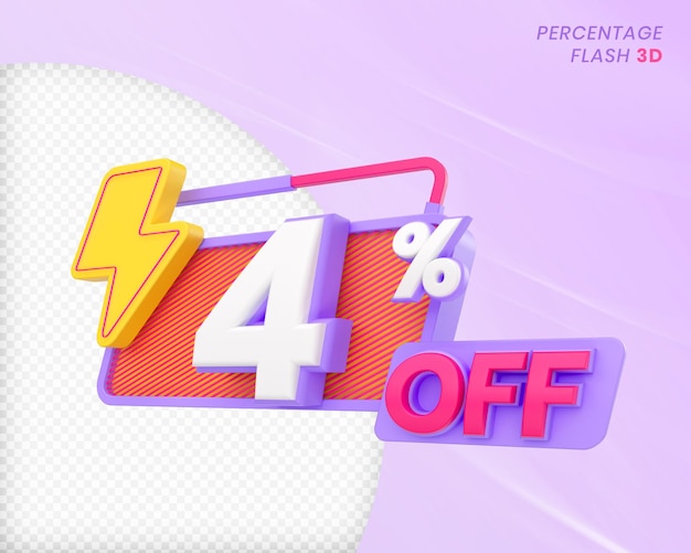 4% di sconto con elemento flash 3D Render Premium PSD