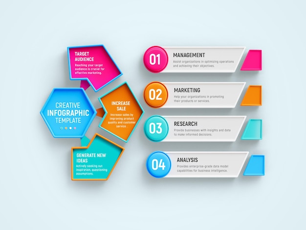 4 etapas criativas de modelos de design de infografia de negócios