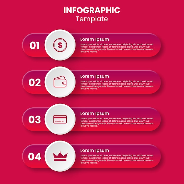 4 finanzielle Schritte farbenfrohe Infografik