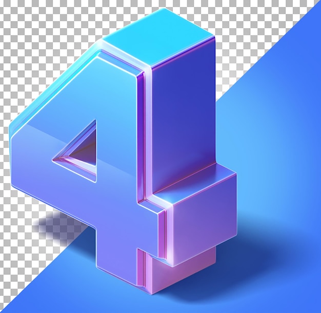 PSD 4 isométrique 3d à quatre lettres