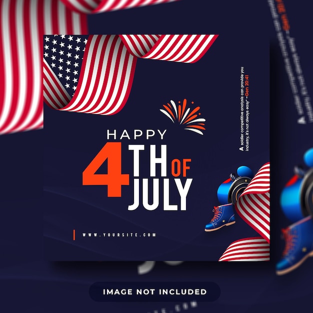 PSD 4 juillet célébration de la fête de l'indépendance américaine conception de publication sur les médias sociaux