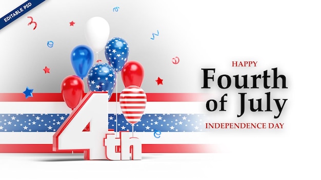 4 Juillet Usa Fête De L'indépendance Saluant Illustration 3d