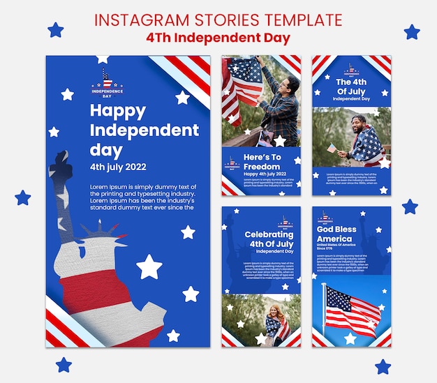 4. juli designvorlage für instagram-geschichten