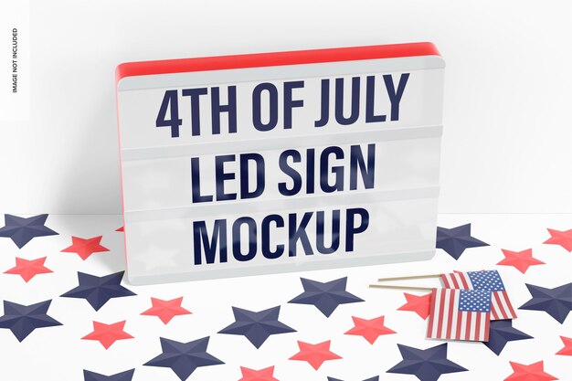 4. Juli LED-Schild Mockup, High Angle View