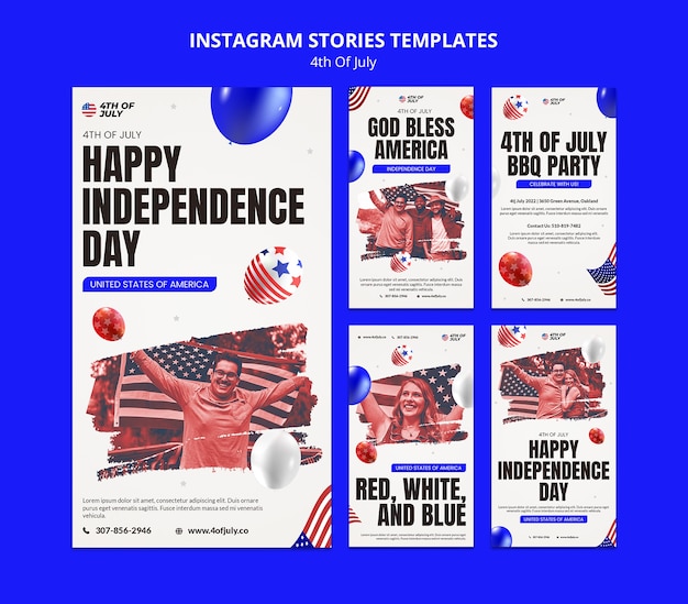 4 de julio diseño de plantilla de historias de instagram