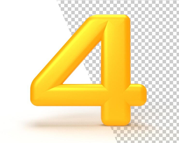 PSD 4 numéro quatre logo icône 3d