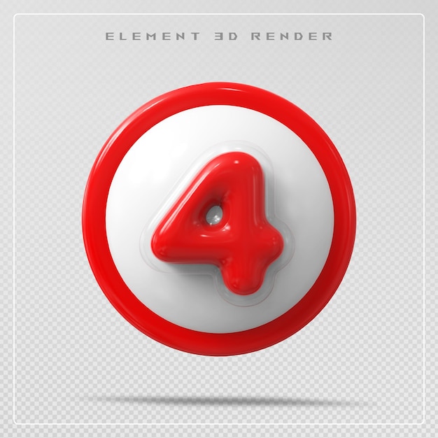 4 numéros rouges rendu en 3D