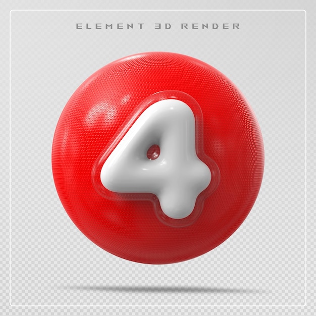 4 Nummer rot 3D-Render