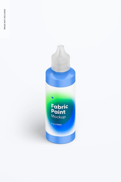 PSD 4 oz fabric paint bottle mockup, isometrische ansicht