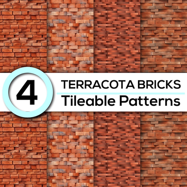 PSD 4 padrões de tijolos de terracota rústicos perfeitos para projetos de design intemporal textura de fundo