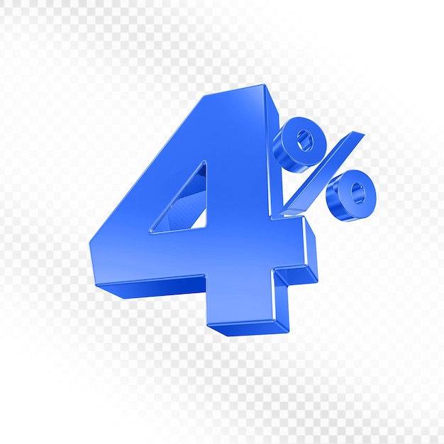 4 Prozent Angebot Blau in 3D