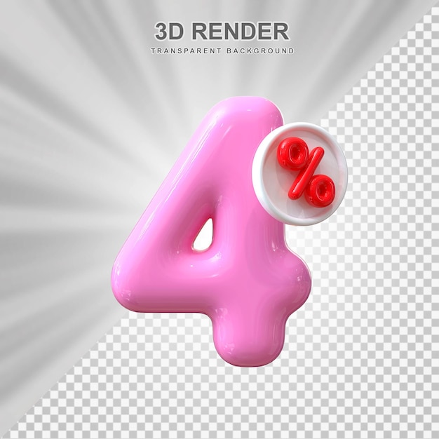 4 Prozent Angebot im 3D-Ballon-Rendering