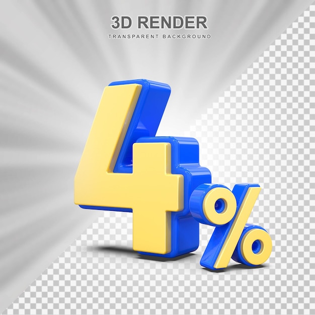 4 Prozent Rabatt 3D-Rendering