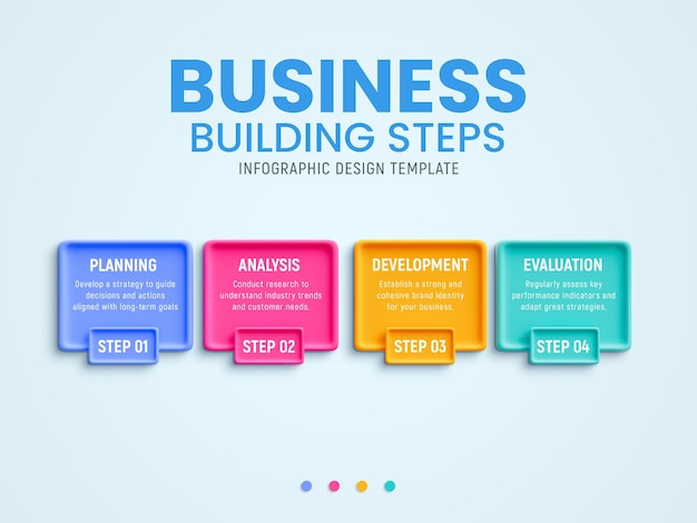 4 Schritte Kreative Business-Infographik-Design-Vorlage