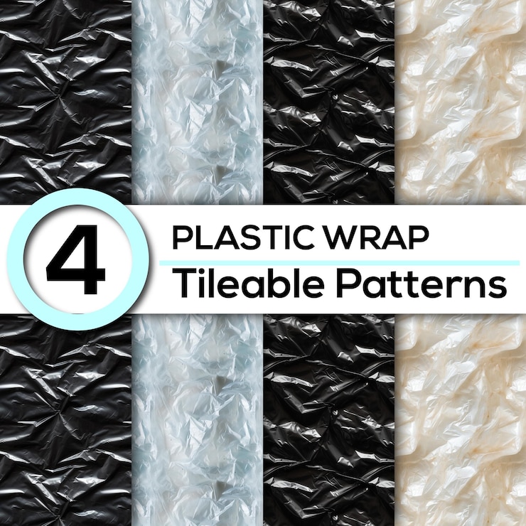PSD 4 texture di involucro di plastica senza cuciture tileable realistic wrapping patterns da utilizzare come sfondo sfondo