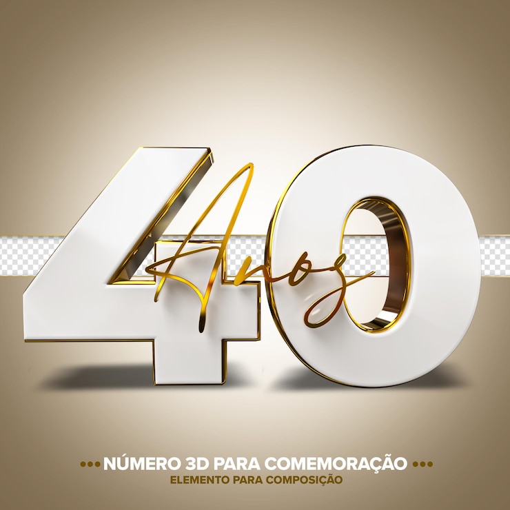 PSD 40 años conmemoración número 3d blanco y dorado.