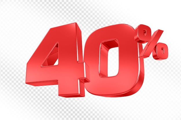 40 por ciento de descuento en la promoción de venta de 3D rojo