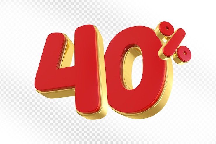PSD 40 por ciento de oferta roja en 3d
