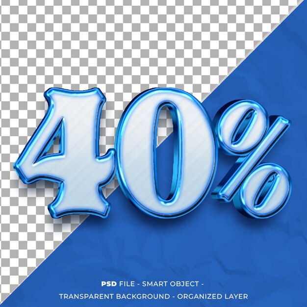 El 40 por ciento ofrece una plantilla con texto de número personalizado con efecto de estilo 3D editable
