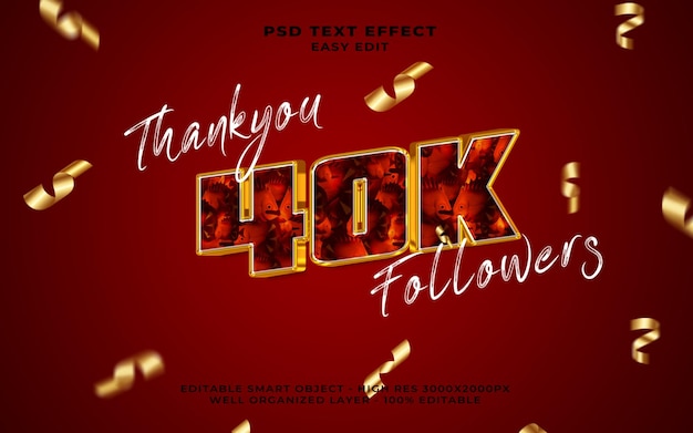 40 mil seguidores de texto 3D