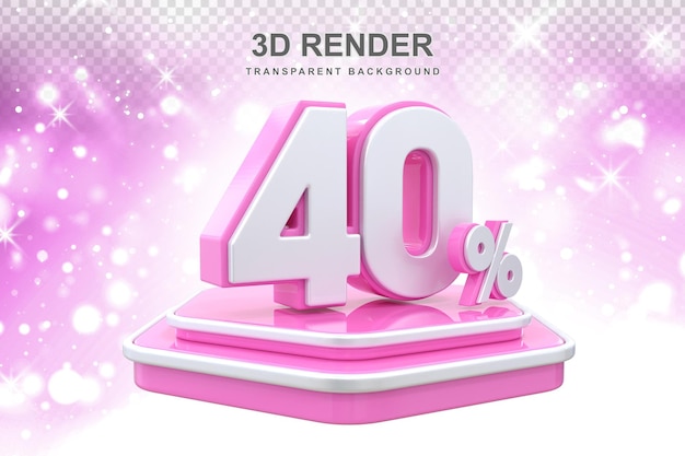 PSD 40 por cento de promoção podium 3d render